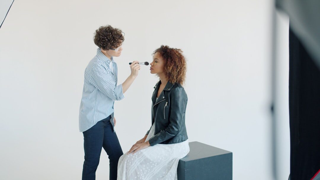 Two people having a professional interview conversation in a studio