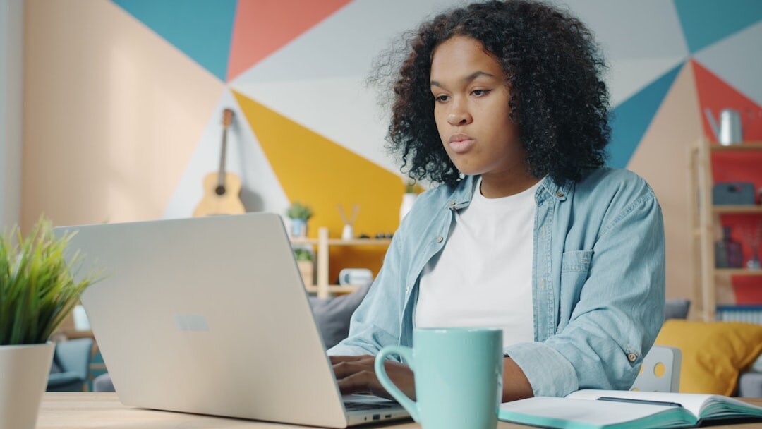 online student at desk