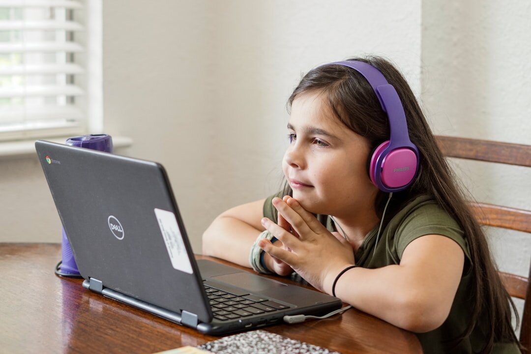 student studying online